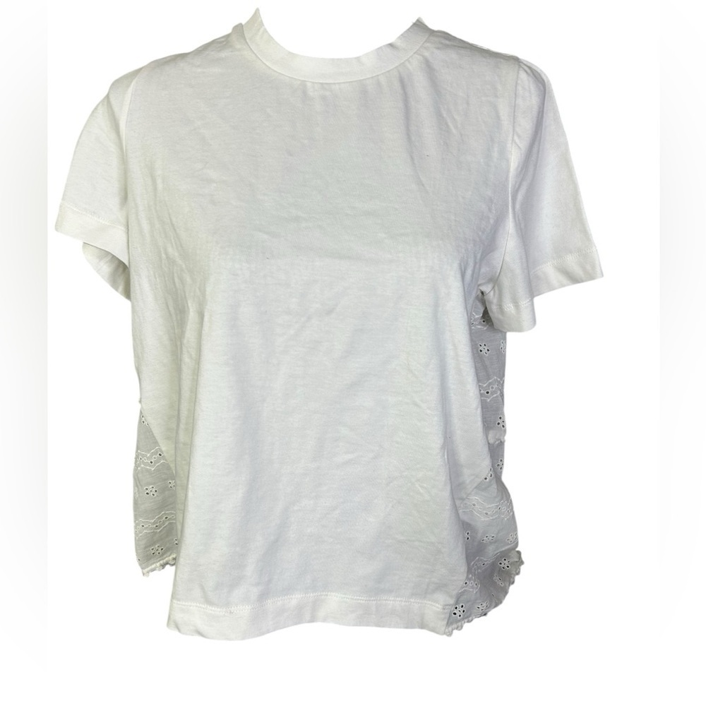 New Othilia Anthropologie White Eyelet crop T-shirt size XS